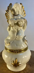 Vintage White Ceramic Angel with Prayer Book, Trinket Box with Gold Accents - Picture 1 of 13
