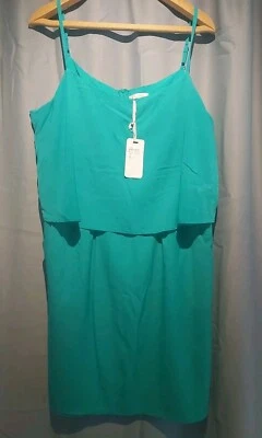 kaliko green chiffon overlay dress sz20 NEW pockets - Image 1 of 3