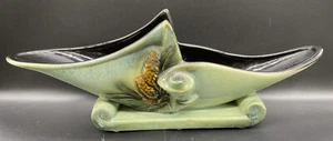 1950s Hull Pottery PARCHMENT & PINE PATTERN Console Bowl Made in USA - Picture 1 of 5