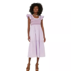 NWT Tuckernuck Lavender Mallie Midi Dress Flutter Sleeve Smocked Purple Size M - Picture 1 of 18
