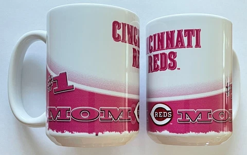 Set of 2 MLB Cincinnati Reds 15 Oz Jumbo Coffee Tea Mugs Cups Mom Cover