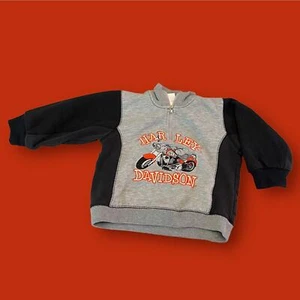 Harley Davidson, Quarter Zip Heavy Embroidered Sweatshirt Size 4T Motorcycle  - Picture 1 of 7