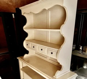 Vintage Solid Wood French Style Cream Dresser TOP With Drawers And Shelves - Picture 1 of 6