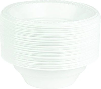 White Plastic Bowls Microwaveable bowl Disposable 12 Oz Lightweight Dessert Bowl - Image 1 of 4