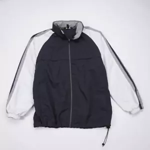TEK GEAR Mesh Lined Stowed Hood Full Zip Windbreaker Jacket Black Mens L - Picture 1 of 8