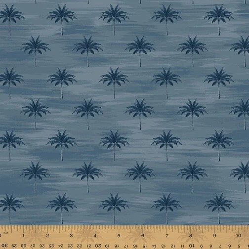 ГАВАЙСКИЕ ПАЛЬМЫ СИНИЙ 100% ХЛОПОК ТКАНИ КВИЛТИНГ ШИТЬЯ WINDHAM ТКАНИ - Изображение 1 из 1
