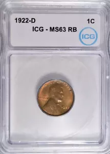 1922-D LINCOLN CENT ~ RED & BROWN ~ ICG MS63 RB! - Picture 1 of 4