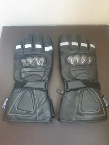 Crane Sports black motorcycle gloves - Leather, TechTex, Size 8 - Picture 1 of 2