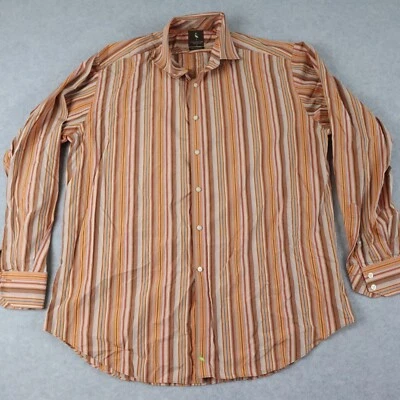 Tailorbyrd Shirt Mens XL Business Casual Button Up Orange Striped Long Sleeve - Image 1 of 4
