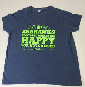 XL Women's Seattle Seahawks Inspired Fan Tee, Blue/Green Football Shirt Gildan - Picture 1 of 9