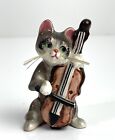 Vintage Japan Katze spielen Cello Miniatur handbemalt Keramik Kätzchen Figur