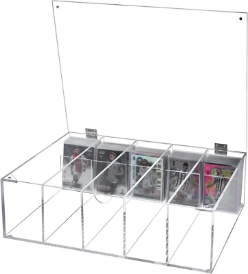 Clear Acrylic Trading Cards Storage Box, Sports Card Protective Case with Lid - Image 1 of 4