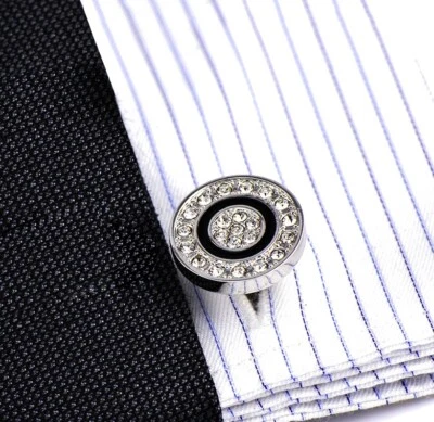 Brillante corte redondo brillante circonita cúbica fabulosos gemelos de boda para hombre 925 SS Foto 1 de 4