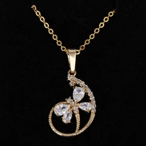 Women Necklace Hollow out Flying Dragonfly Temperament Dazzling Zircon Chain - Picture 1 of 12