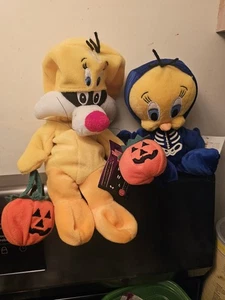 Warner Brothers Sylvester Cat And Tweetie Bird Halloween Plush Beanies - Photo 1 sur 1