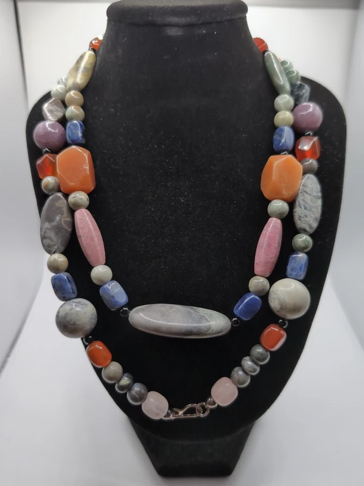Jay King Mine Finds Multi Gemstone Necklace Sterling Silver DTR 925 Signed 36” - Image 1 of 1