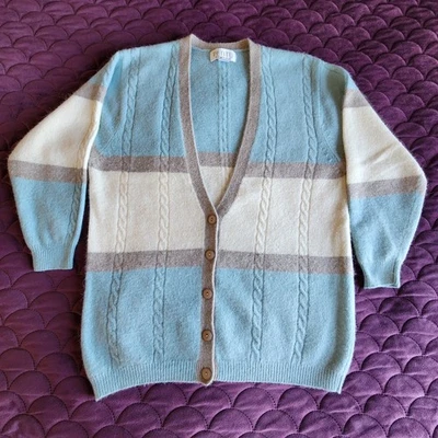 Cárdigan de Colección Petite Sophisticate Pequeño Años 80 Lana de Cordero Angora Cable Gran Tamaño  Foto 1 de 4
