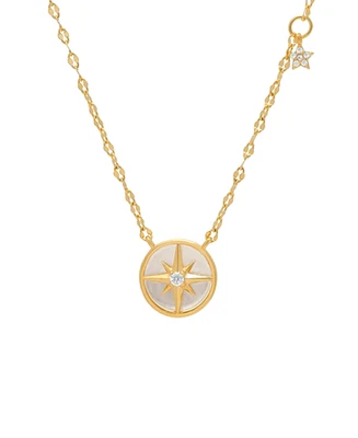 Collar Madreperla y Circonita Cúbica Estrella en Círculo Latón Chapado en Oro 18k Foto 1 de 4