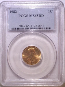 1982 PCGS MS65RD Lincoln Memorial One Cent - 1C - Old Blue Holder - Picture 1 of 2