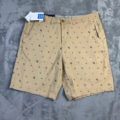 Pantalones Cortos Jachs Para Hombre 32 Caqui Oscuro Elastizados Sarga Estampado de Palmera Informales Verano Foto 1 de 4