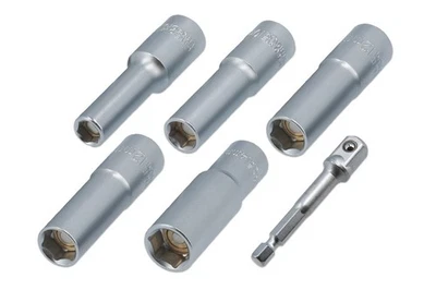 Laser Tools 9267 Deep Magnetic Sockets Set with Power Bit Adaptor 3/8"D - 6pc - Image 1 of 4
