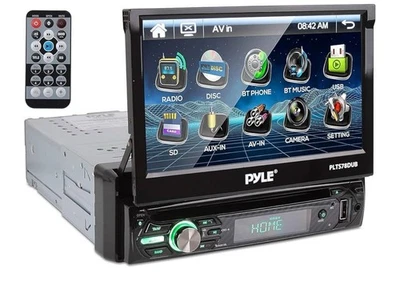 Pyle PLTS78DUB Single DIN Car Stereo Receiver - 7" Touchscreen Display CD/DVD - Image 1 of 3