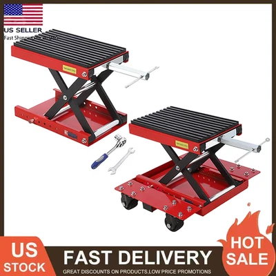 Motorcycle Lift Jack 1200 LBS Transmission Motorcycle Stand Scissor Jack W/Deck - Image 1 of 4