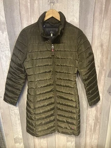 Ladies Joules Green Quilted Padded Coat Good Condition Concealed Hood Size 10 - Picture 1 of 8