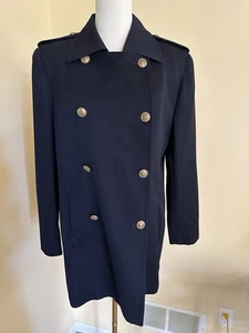 VTG Lauren Ralph Lauren Coat Navy Worsted Wool USA Classic Military Style Sz 8 - Picture 1 of 14