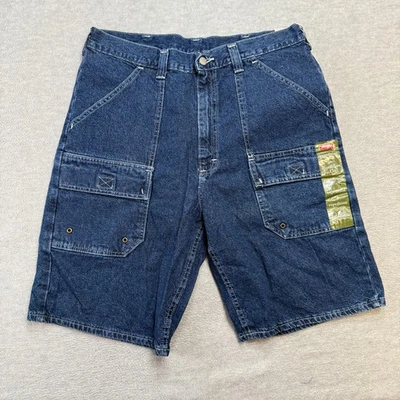 Wrangler Cargo Shorts Mens 34 Blue Denim Jean Jorts Expedition Baggy Fit 90s Y2K - Image 1 of 4