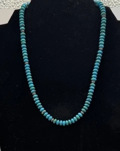 Sterling Silber Old Pawn Nevada Türkis Scheibe Halskette - Bild 1 von 6