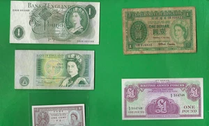 UK & HONG KONG 1959 - 1977 ~ 5 X PAPER MONEY LOT # 9361 (*-*) - Picture 1 of 2