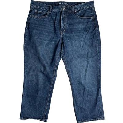 Old Navy High Rise Slouchy Straight Dark Wash Denim Capri Jeans - Size 16 EXC - Image 1 of 4