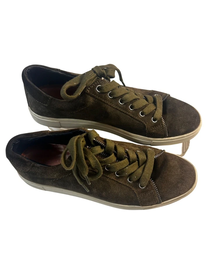 Frye and Co 运动鞋 Sindy Moto 低帮绿色麂皮绒拉链细节 8.5 M — 第 1/4 张图片