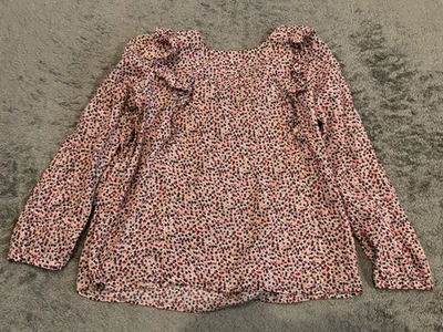 Blusa J Crew Mercantile Para Mujer 8 Multicolor Estampado Floral Volantes Top Informal Foto 1 de 4