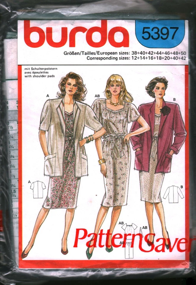 5397 Vintage Burda SEWING Pattern Misses Jacket Top Skirt 12 - 42 OOP Sew 1990s - Image 1 of 1