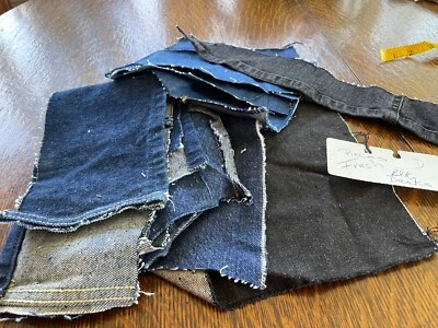 jeans escuro preto peças pequenas vintage peças restos de tecido fragmentos costurar #D - Imagem 1 de 4