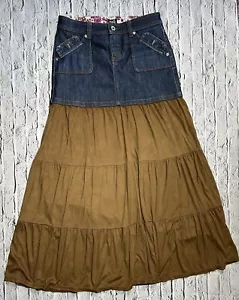 Vintage Dolce & Gabbana Layered Denim Flow-y Skirt Size 26 Italy 90s Y2K - Picture 1 of 7