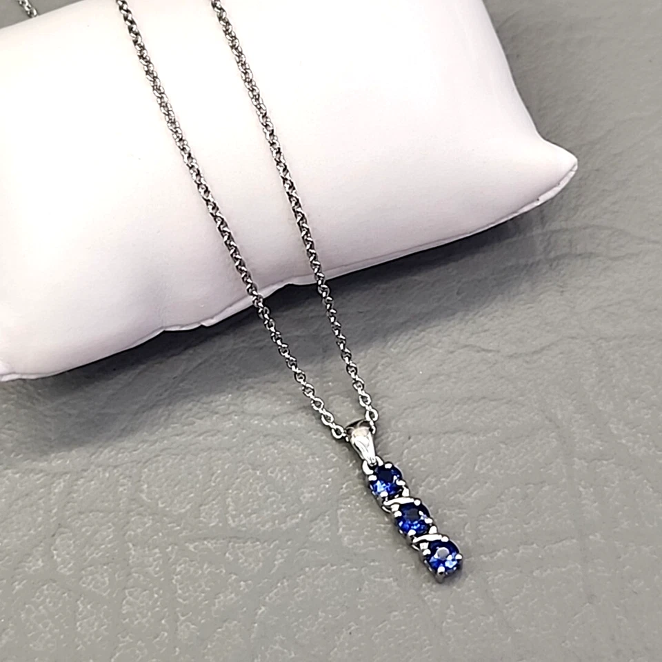 Collar Zafiro Azul Triple Gota JTV 925 Plata de Ley 20" Foto 1 de 4