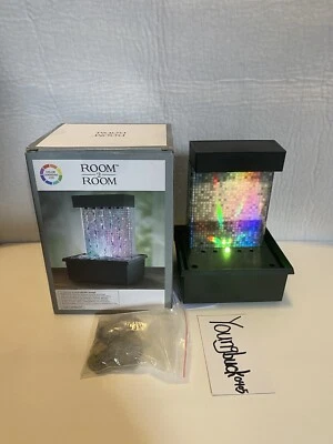 放松现代 Zen Terazzo 瀑布喷泉 LED 灯带天然河岩 — 第 1/4 张图片