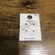 NEXT sterling Silver Set Of Earrings Heart And ‘P’ RRP £16 FH/12091 Gift New