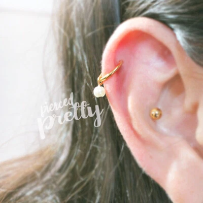 Anillo aro perla 16g 18g, pendiente aro hélice oro rosa, pendiente hélice perla, 1 pieza Foto 1 de 4