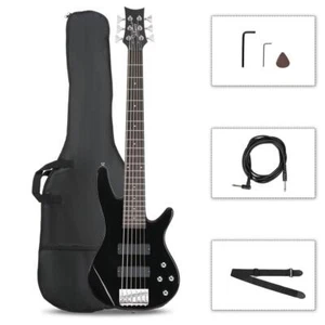 Glarry Full Size GIB 6 String H-H Pickup Electric Bass Guitar With Bag Black - Picture 1 of 8