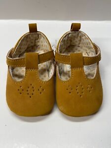 Infant Baby Girl Mustard Brown Mary Jane Dress Shoes 0-3m Fall Thanksgiving