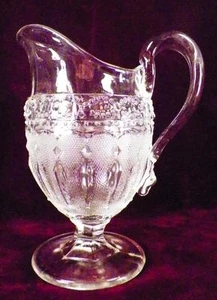 Bakewell Pears Arabesque Creamer Flint Glass Clear EAPG 1870s Antique - Picture 1 of 7