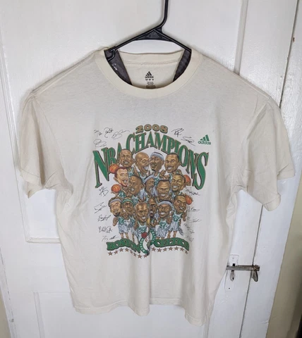 Y2K Boston Celtics Adidas Caricature 2008 Champs Shirt Men L Garnett Pierce Face Cover