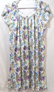 Vtg Intimate Options Nightgown One Size Slip Floral Purple Shoulder to Hem: 38". - Picture 1 of 7