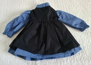 New Small, Amish Girl Sky Blue Dress with Attached Black Apron - Doll Clothes? - Picture 1 of 6