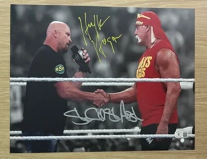 STONE COLD STEVE AUSTIN HULK HOGAN SIGNED WWE NWO HOF 11X14 PHOTO BECKETT BAS - Picture 1 of 3