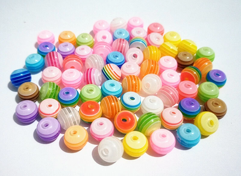 50pz perline in resina 8mm rotondo striscia trasparente colore vari bijoux  - Immagine 1 di 1
